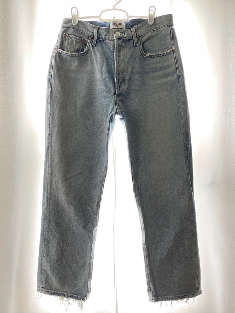 Agolde Women's Straight Jeans in Light Blue Denim